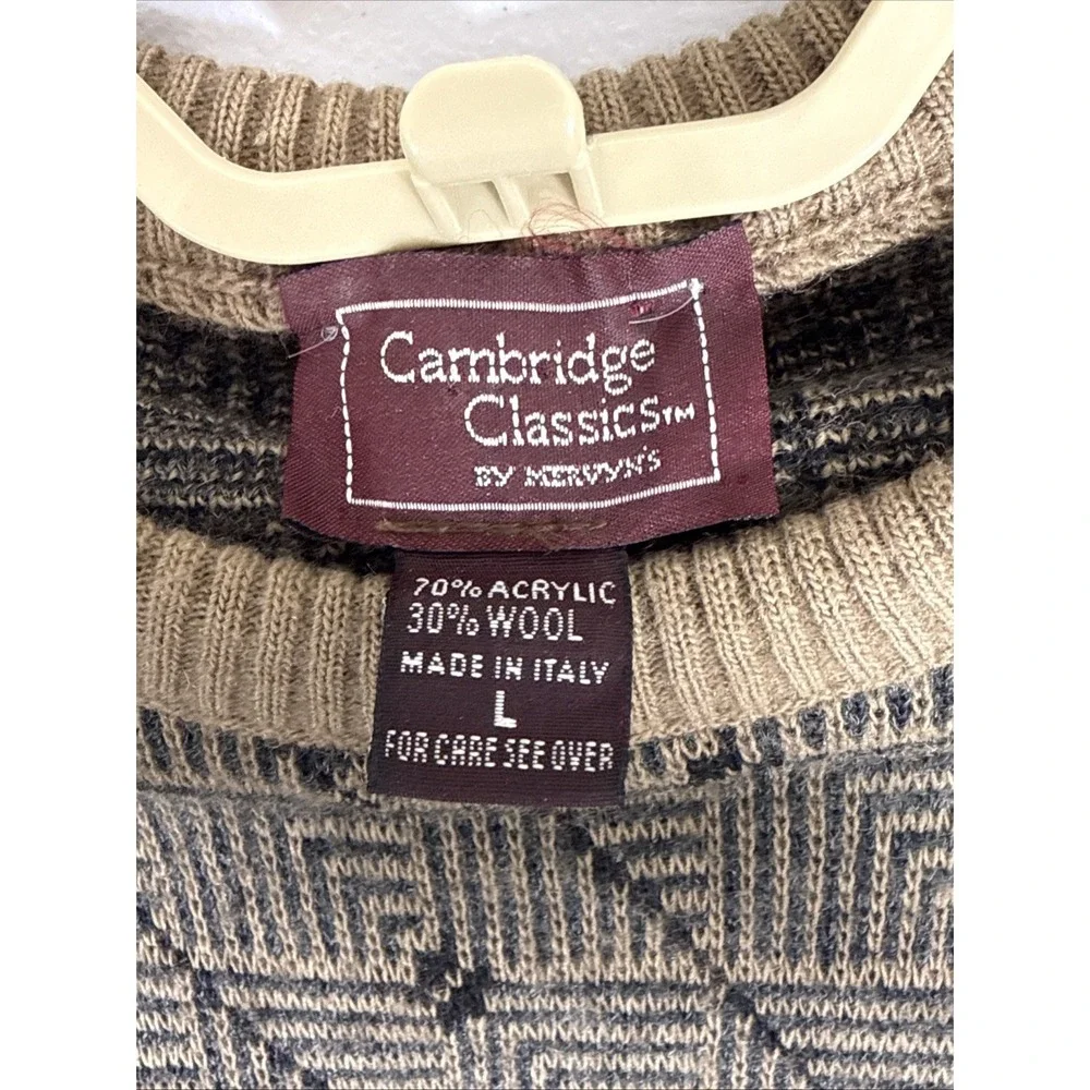 Vintage Cambridge Classics Sweater Mens Size Large Geometric Grandpacore Wool